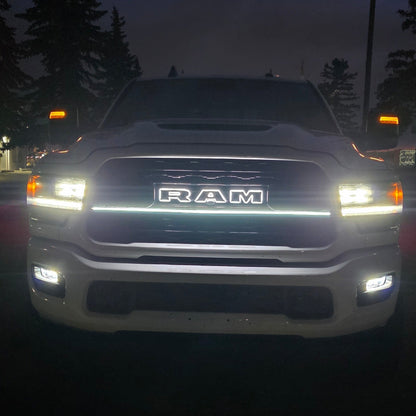 2023-2024 Ram 2500/3500 Limited LED Grille “Power” Bar – Single Strip, IP67, Black or Silver Frame