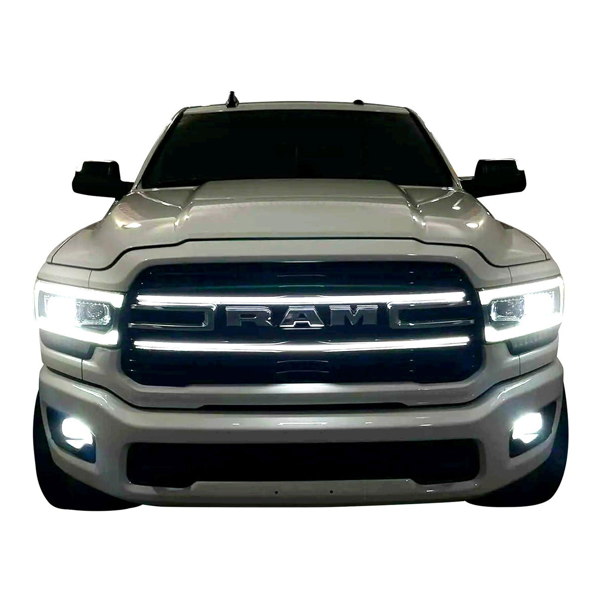 2019-2024 Ram 2500/3500 Laramie LED Grille Accent Bar – Curved Fit, IP67, Black or Silver Frame