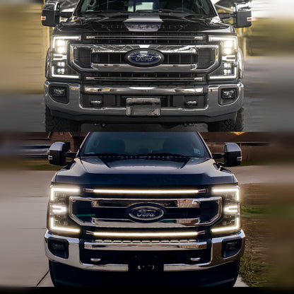 2020 Ford F-250/F-350/F-450/F-550 LED Grille Light Kit – KR/XLT/STX/Platinum, IP67, Black or Silver