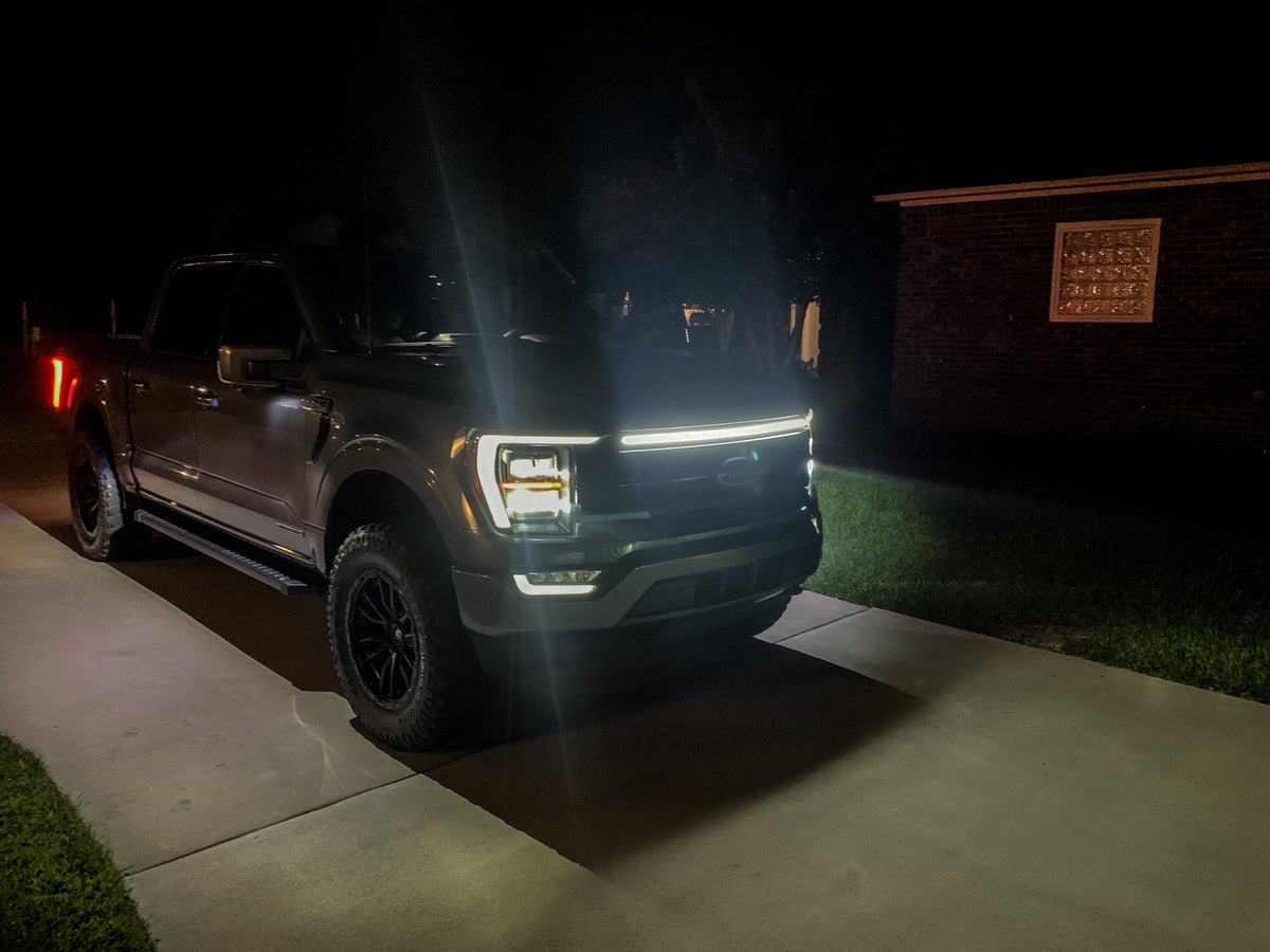 2021-2023 Ford F150 Tremor LED Grille Light Kit – White DRL Strip, IP67, Plug-and-Play Ready