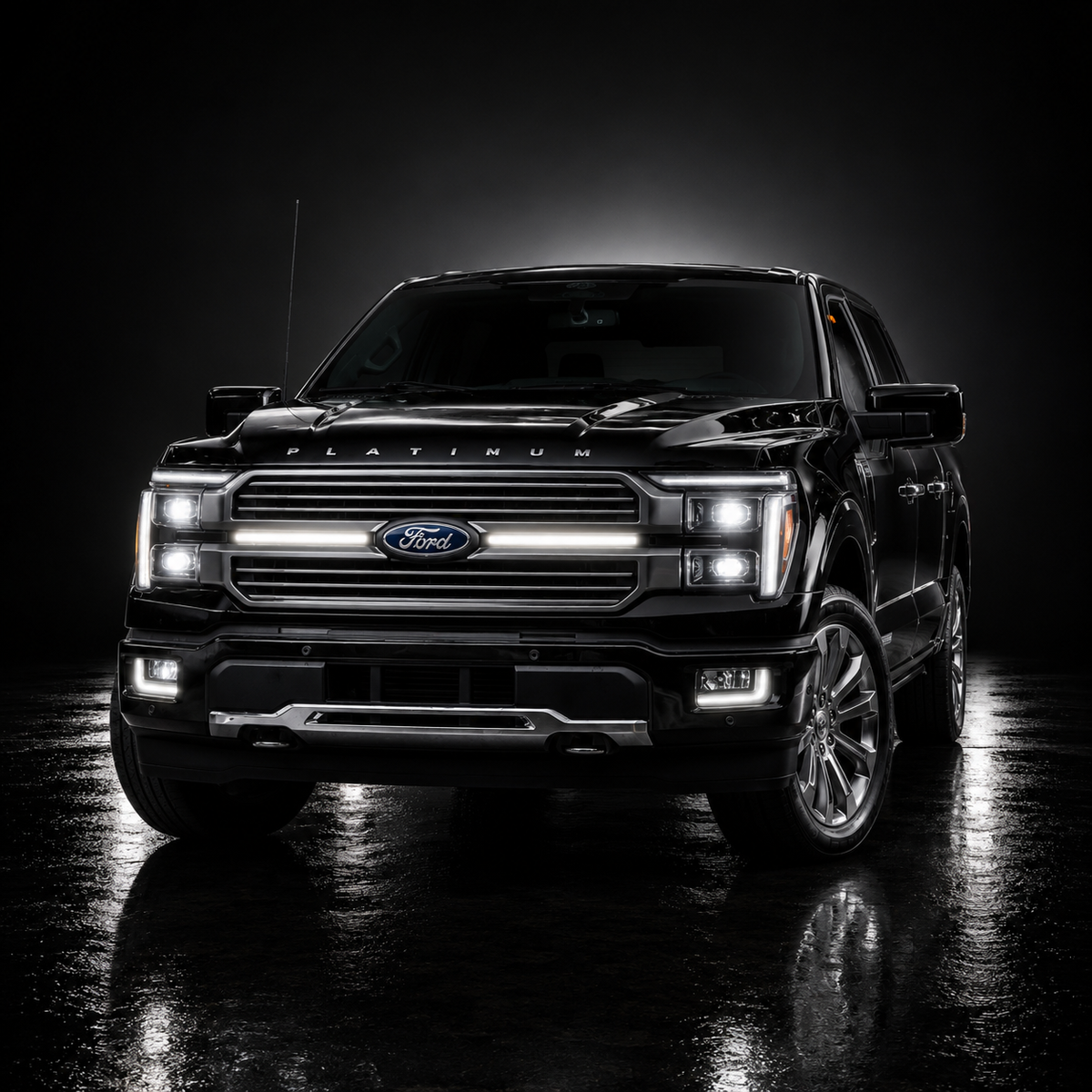2024-2025 Ford F150 Platinum “Black Package” LED Grille Light Kit – White DRL Strip, IP67, Plug-and-Play Ready