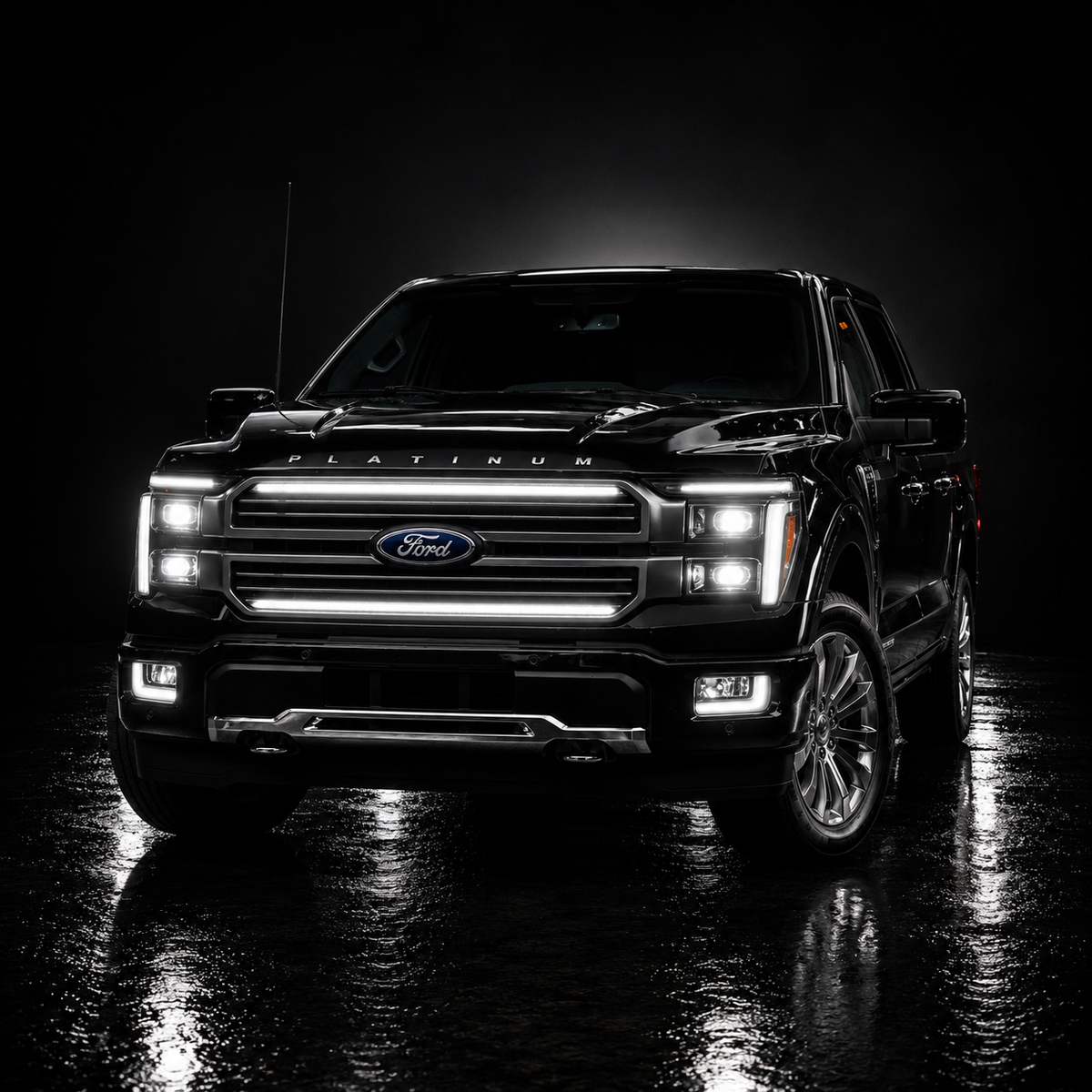 2024-2025 Ford F150 Platinum “Black Package” LED Grille Light Kit – White DRL Strip, IP67, Plug-and-Play Ready