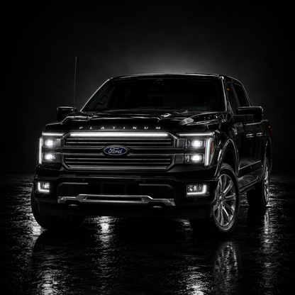 2024-2025 Ford F150 Platinum “Black Package” LED Grille Light Kit – White DRL Strip, IP67, Plug-and-Play Ready