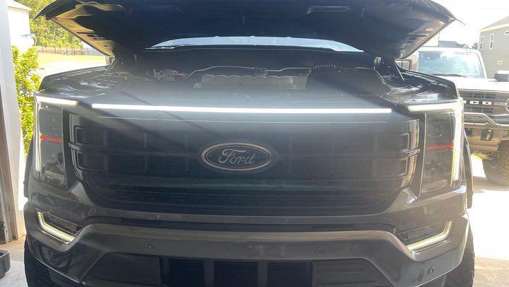 2021-2023 Ford F150 Tremor LED Grille Light Kit – White DRL Strip, IP67, Plug-and-Play Ready