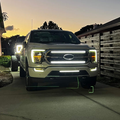 2021-2023 Ford F150 LED Grille Light Kit – Platinum/King Ranch/XLT, White DRL Strip, IP67