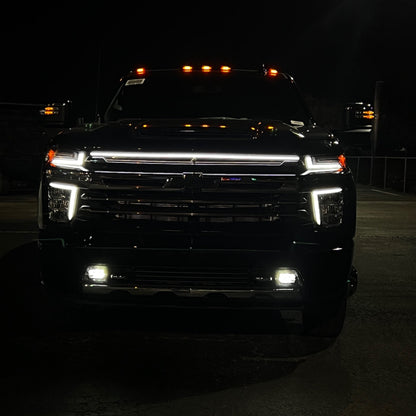 2020-2023 Chevy Silverado 2500/3500 LED “Power” Grille Light Bar – LTZ & High Country, IP67, Black/Silver