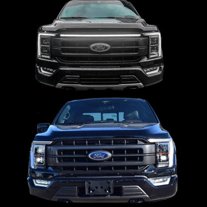 2021-2023 Ford F150 Lariat LED “Power” Grille Accent Bar – IP67, Black/Silver Frame