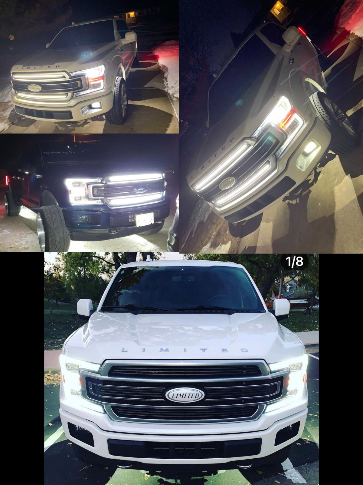 2018-2020 Ford F150 Limited/Platinum Dual “Ghost” LED Grille Light Bars – Top & Bottom, IP67, Black/Silver