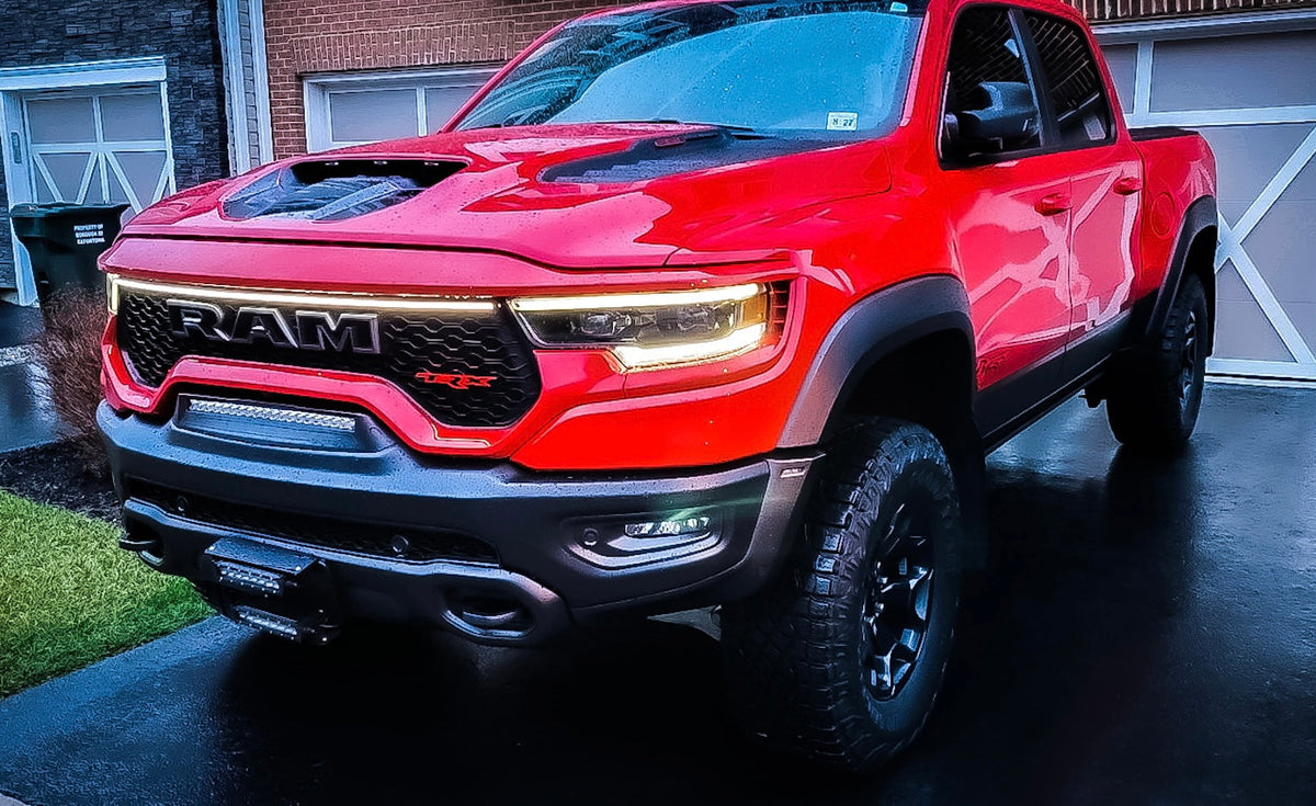 2021-2024 Ram 1500 TRX LED “Power” Grille Bar – IP67, Bolt-On, Black or Silver Frame