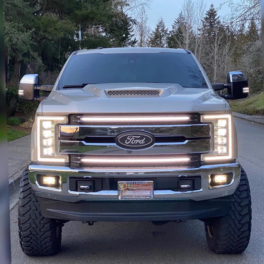 2017-2019 F250, F350, F450 & F550 Ghost LED Grille Lights | XL, XLT, KR, Lariat Full Length