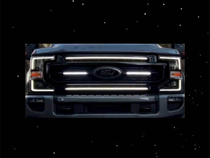 2020-2022 Ford F-250/F-350/F-450/F-550 Center LED Grille Light Kit – Set of 2 Bars, IP67, Plug-and-Play Ready
