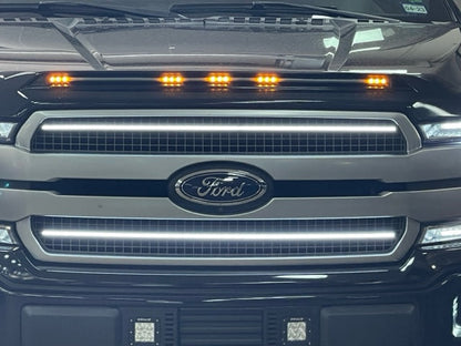 2018-2020 Ford F150 Limited/Platinum Dual “Ghost” LED Grille Light Bars – Top & Bottom, IP67, Black/Silver