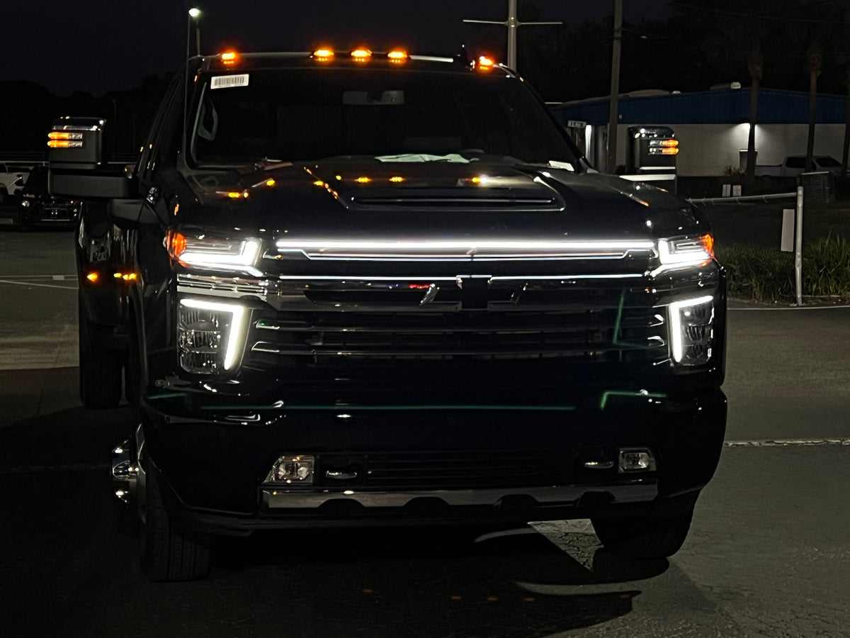 2020-2023 Chevy Silverado 2500/3500 LED “Power” Grille Light Bar – LTZ & High Country, IP67, Black/Silver